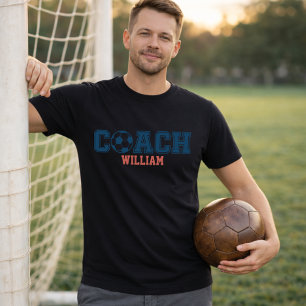 T-shirt Entraîneur de Football Personnalisé Nom Typographi