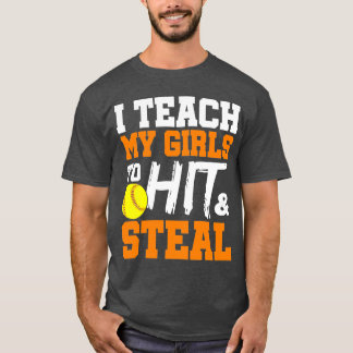 T-shirt Entraîneur de softball J'enseigne à mes filles à f