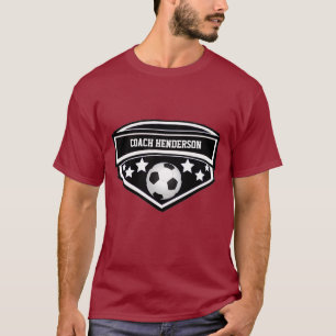 T-shirt Entraîneur noir et blanc personnalisé du football