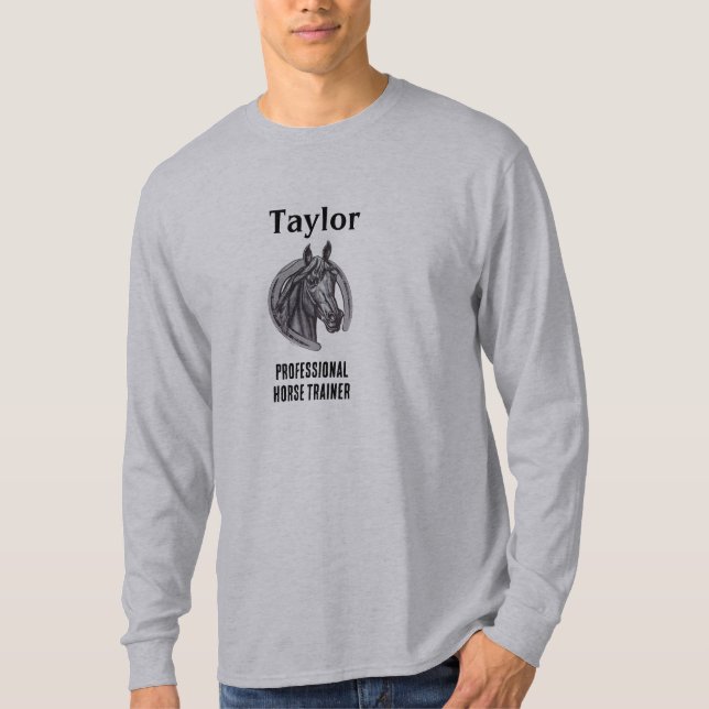 T-shirt Entraîneur Professionnel Cheval Noir Blanc Sketch  (Devant)