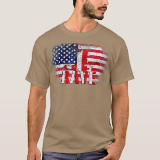 T-shirt Entraîneur vintage Rave Avec Drapeau Américain Pou