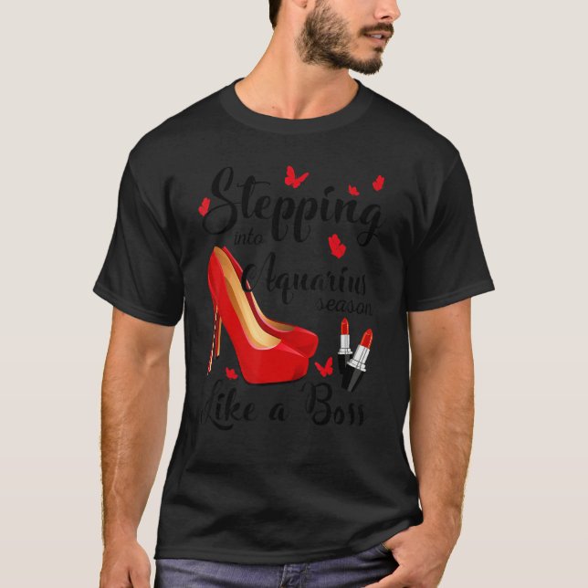 T-shirt Entrée Dans La Saison Aquarius Comme Un Boss Zodia (Devant)