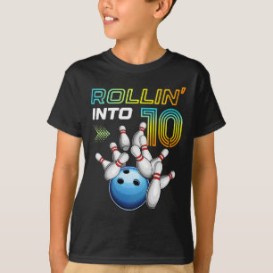 T-shirt Entrée dans les 10 ans Bowling Rétro Anniversaire 