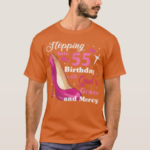 T-shirt Entrée dans mon 55e anniversaire avec grâce des di