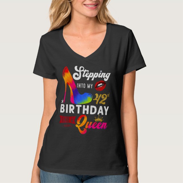 T-shirt Entrée En Mon 42E Anniversaire Comme Une Reine 42  (Devant)