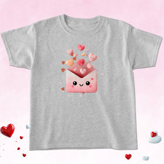 T-shirt Enveloppe Kawaii de la Saint-Valentin avec des cœu