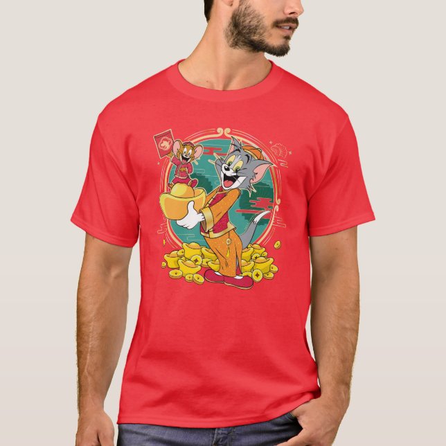 T-shirt Enveloppe rouge du Nouvel An Tom & Jerry (Devant)