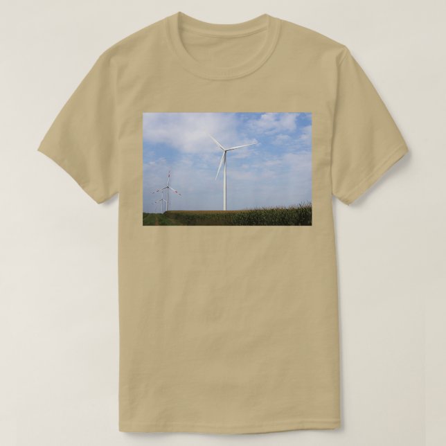 T-shirt éoliennes industrie de l'énergie verte (Design devant)