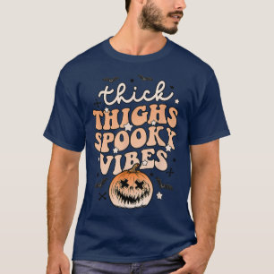 T-shirt Épais Cuisses Éffrayant Vibes Halloween Citrouille