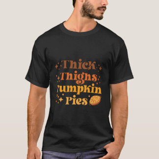 T-shirt Épais Rétro Pies Citrouilles Automne Thanksgivin