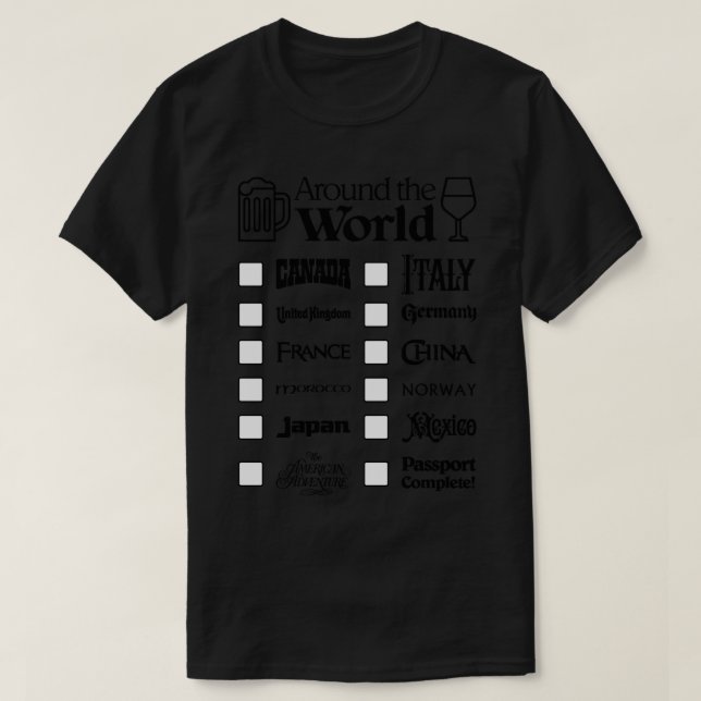 T-shirt Epcot Boire autour du monde (Black Text, Canada F (Design devant)