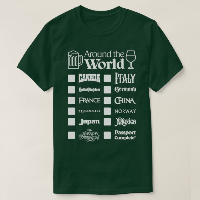 T-shirt Epcot Boire autour du monde White Text Canada Fir (Design devant)