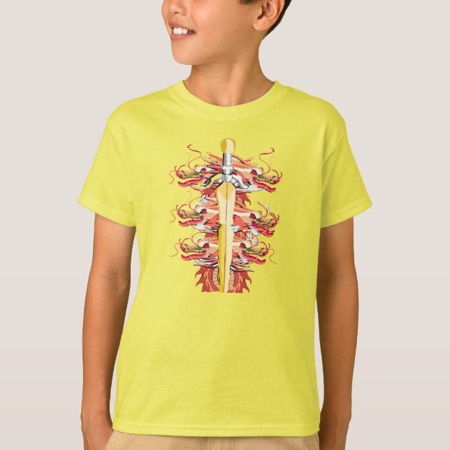 T-shirt Épée de dragon jaune vif (Devant)