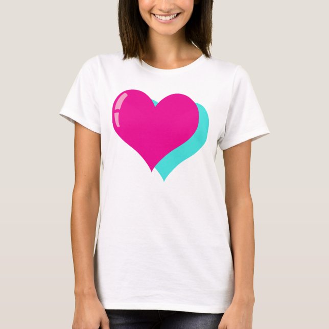 T-shirt Epic Neon Retro Vaporwave Heart Design (Devant)