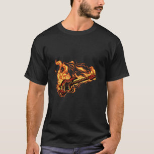 T-shirt Epic Rock Bass Guitare en Flames Métal Lourd