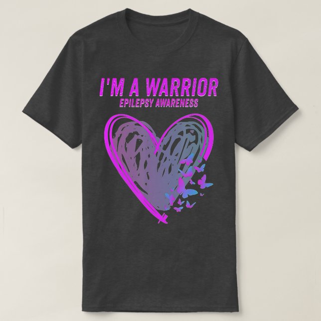 T-shirt Epilepsie Conscience Je suis un guerrier papillon  (Design devant)