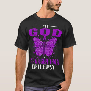 T-shirt Épilepsie Sensibilisation Ruban Mon Dieu Est Plus