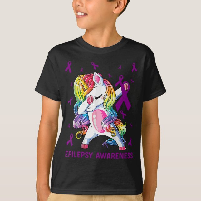 T-shirt epilepsy dabbing unicorn guerrier cadeau papa mama (Devant)