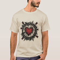 Épines et flèches | Chemise coeur tatouage rétro f