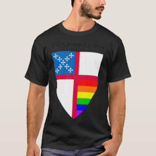 T-shirt Episcopal Church Shield with Rainbow Pride Horizon
