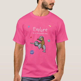 T-shirt Eplore At A Reasonable Speed Sloth Riding Narwhal 
