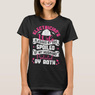 T-shirt Épouse Électricienne Bénie Par Dieu Portée Par Ma 