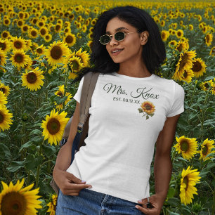 T-shirt Épouse Mariage de tournesol Mme Etablie