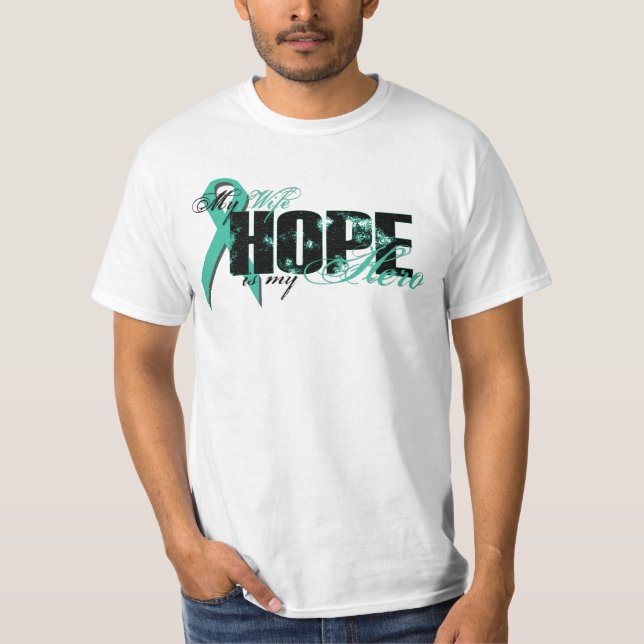 T-shirt Épouse mon héros - espoir ovarien (Devant)