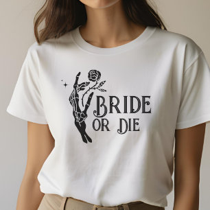 T-shirt Épouse ou mort Gothique Squelette Épouse de coeur