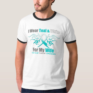 T-shirt Épouse tribale de soutien de ruban de cancer du