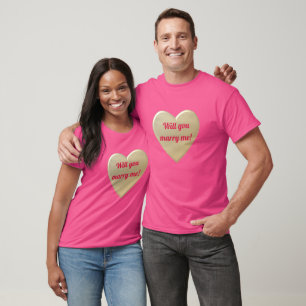 T-shirt épousez-moi, coeur d'or, personnalisée