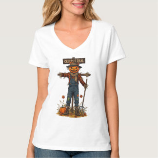 T-shirt Épouvantail Citrouille Creep It Real Design Hallow