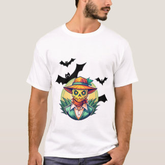 T-shirt Épouvantail effrayant et chauve-souris