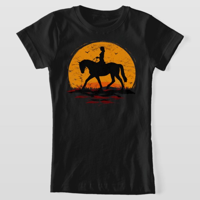 T-Shirt Equestre - Coucher de soleil à cheval - équitation (Poser)