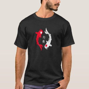 T-shirt Équilibre de poissons Koi Yin Yang blanc rouge act