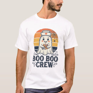 T-shirt Équipage Boo Boo Infirmière Mignonne Fantôme Chemi