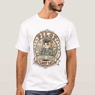 T-shirt Équipage Cabine Pilote Vol Chat Équipage Cabine Pi