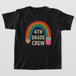 T-shirt Équipage de 4e année avec crayon arc-en-ciel pour