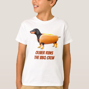 T-shirt Équipage de BBQ de teckel personnalisé Drôle de ch