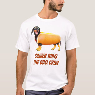 T-shirt Équipage de BBQ teckel personnalisé Drôle de chien