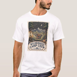 T-shirt Équipage de camping vintage Raton laveur Hamac Nat