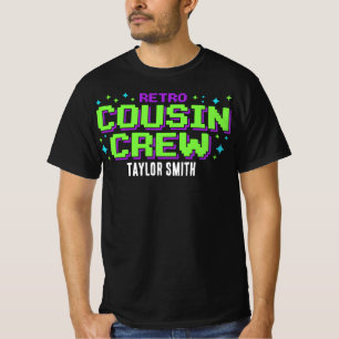 T-shirt Équipage de Cousins Rétro 8 Bits Personnalisé pour