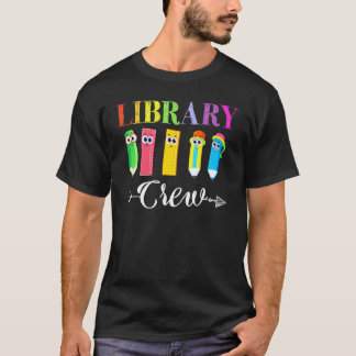 T-shirt Équipage de la bibliothèque Cool Premier Jour D'Éc