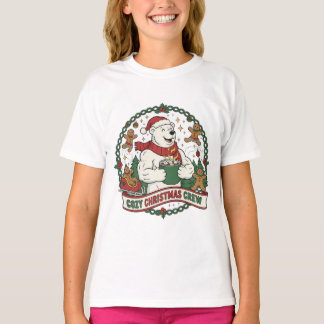 T-shirt Équipage de Noël Cosy – Ours Polaire Mignon & Gâte