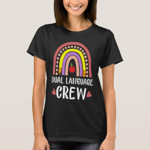 T-shirt Équipage double langue Rainbow Boho Enseignant bil