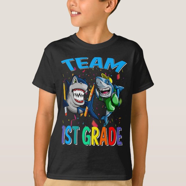 T-shirt Équipe 1ère année Requin Retour à l'école (Devant)