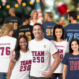 T-shirt Équipe 250e anniversaire d'Amérique Nom de l'événe