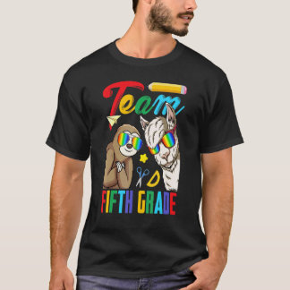 T-shirt Équipe 5e année paresseux avec lama premier jour d
