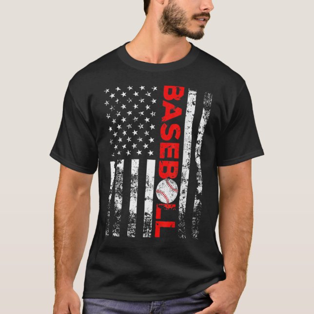 T-shirt Équipe américaine de baseball Drapeau maillot de b (Devant)