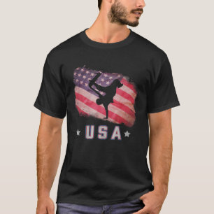 T-shirt Équipe Américaine De Skateboard Drapeau Étoiles Et